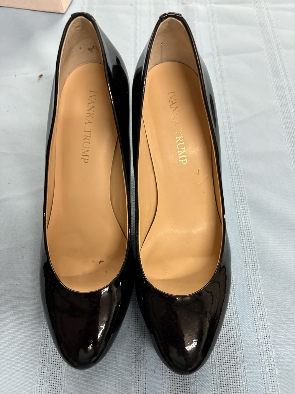 Ivanka Trump Black Patent Leather Round-Toe Pumps